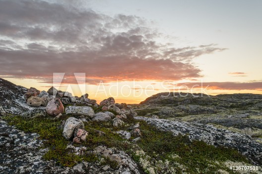 Bild på Sunset on the tundra in the summer